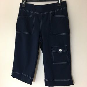 Neiman Marcus Exclusive Knit Cotton Shorts Navy Size Small